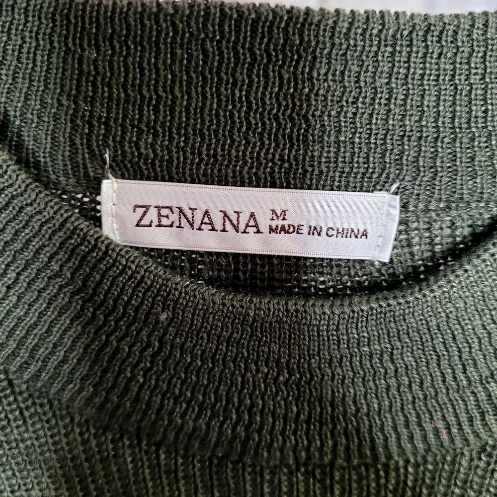 Zenana Outfitters 2 Piece Set Olive Knit Sweater and Shorts Oversized Boutique - Picture 6 of 7